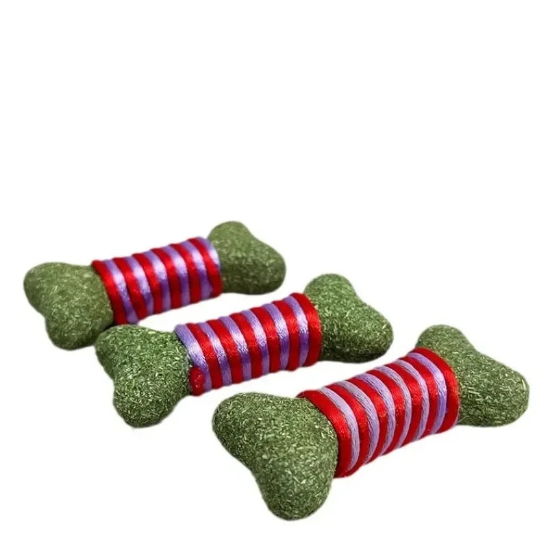 Catnip Bone-Shaped Rope Cat Grass Dental Toy — Lick, Chew & Clean