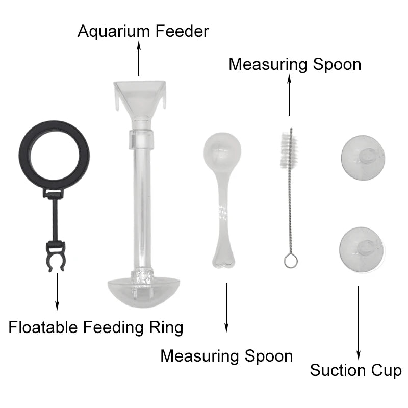 Acrylic Telescopic Aquarium Fish Feeder Tube (Transparent, Adjustable Length, Feeding Ring)