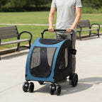 Foldable Dog Stroller Lightweight Feline Stroller Pet Pushcart Large Size Dog Stroller Mesh Sides for Park