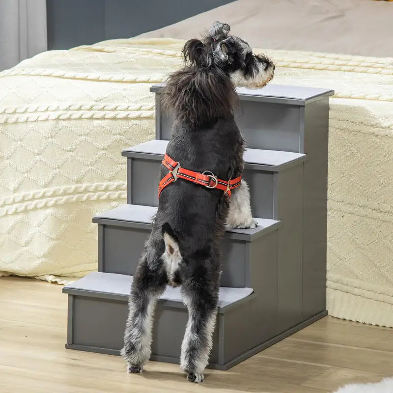 PawHut Pet Stairs with Cushioned Cover (15.75x23.25x21.25in, Grey)