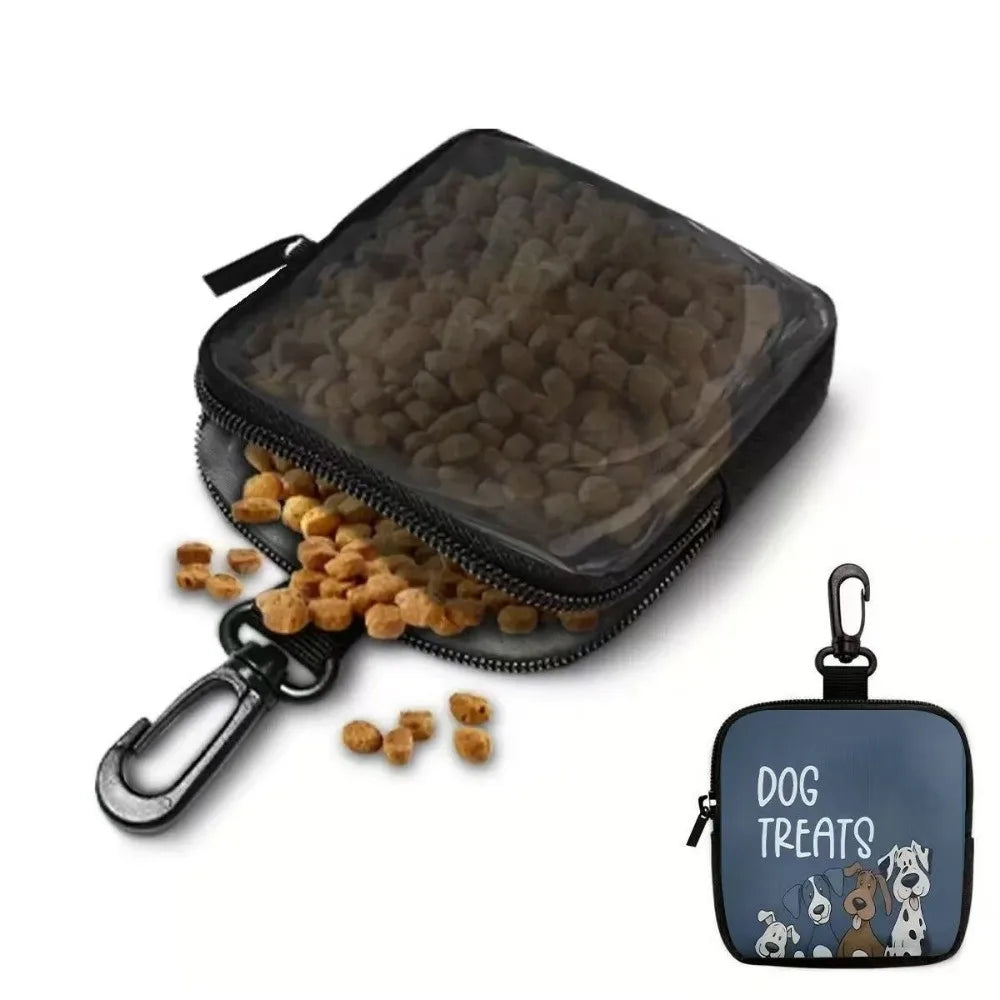 Waterproof Dog Treat Pouch Zipper Closure Clip Attachment Pet Training Reward Bag Printed Design Snack Container Pet Snack Bag