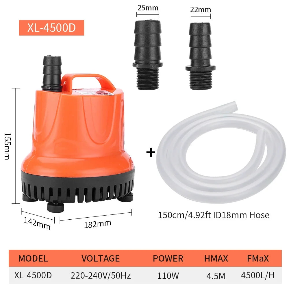 Submersible Aquarium Pump (30–110W, Bottom Suction, Multi-Function)