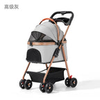 Lightweight Small Pet Stroller for Dogs & Cats 50 Lbs Capacity Aluminum Alloy Puppy Stroller with Detachable Storage Basket