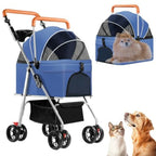3 in 1 Dog Strollers 4 Wheels Folding Pet Stroller with Detachable Carrier Multifunction Portable Dogs Travel Carriers for Medi