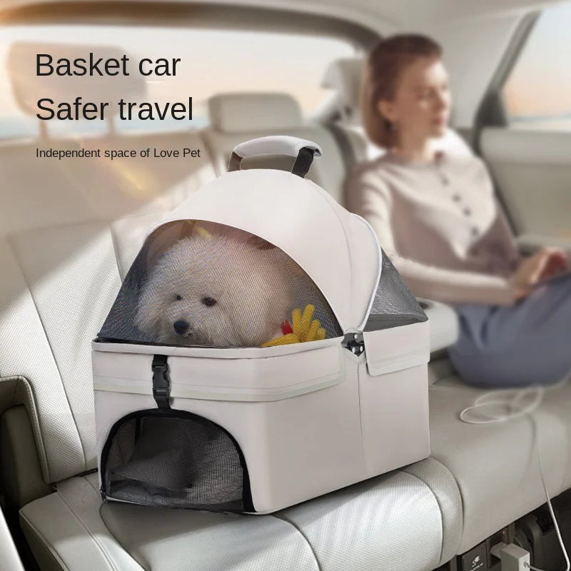 Dual-Side Zippered Doors Ultra-Breathable Mesh Panels One-hand Folding Detachable Pet Carrier Pet Stroller for Dogs and Cats