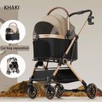 Pet 3-in-1 Portable Foldable Pet Strollers with Detachable Bag Small Medium Dogs Cats Up to 45 lbs Carts Basket Can Be Separated