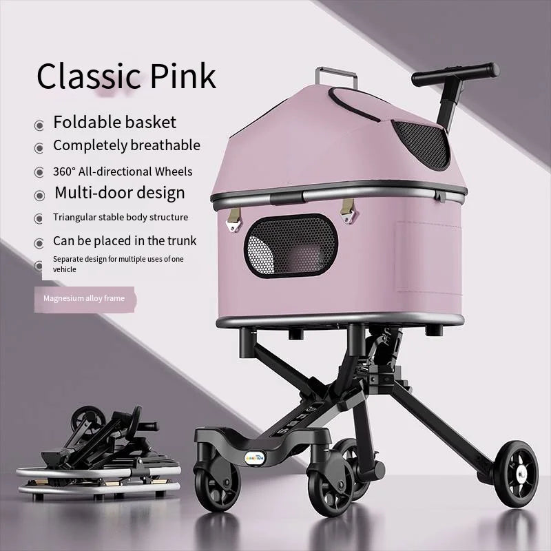 Magnesium Alloy Upgraded Pet Stroller Cart for Dogs & Cats - Lightweight Premium Outdoor Rolling Carrier