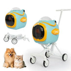 4 in 1 Foldable Pet Stroller with Detachable Carrier for Small Dogs Cats, Space Capsule Travel Stroller with Inbuilt Fan, Tempe