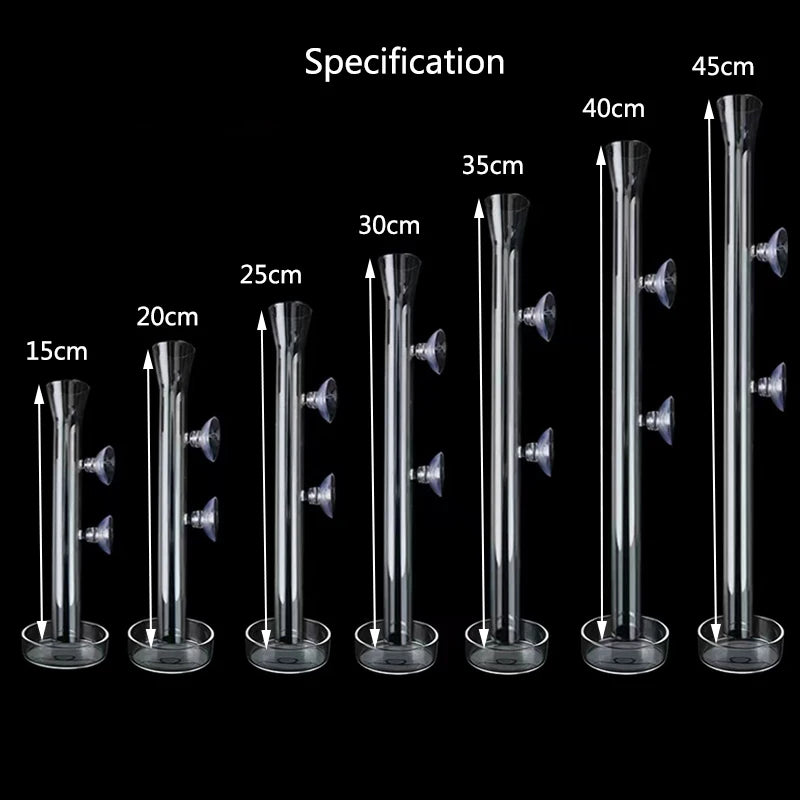 Glass Aquarium Shrimp Feeder Bowl & Tube (Transparent, Snail & Shrimp Food Dish)