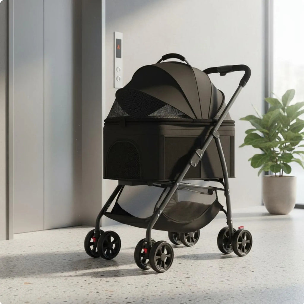 Foldable Pet Pet Transport Full Rotation Wheels Detachable Pet Carrier Pet Transport Lightweight Dog Cat Animal Carriage Storage