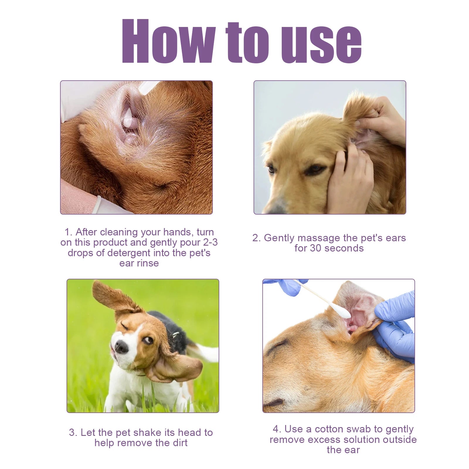 YEGBONG 100ml Hypoallergenic Pet Ear Cleaning Solution Gentle Non Irritating Vet Recommended Cleansing for Dog Cat Sensitive Ear