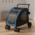 Foldable Dog Stroller Lightweight Feline Stroller Pet Pushcart Large Size Dog Stroller Mesh Sides for Park