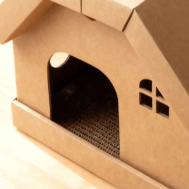 Foldable Corrugated Cardboard Cat House Bed (Cold-Proof)