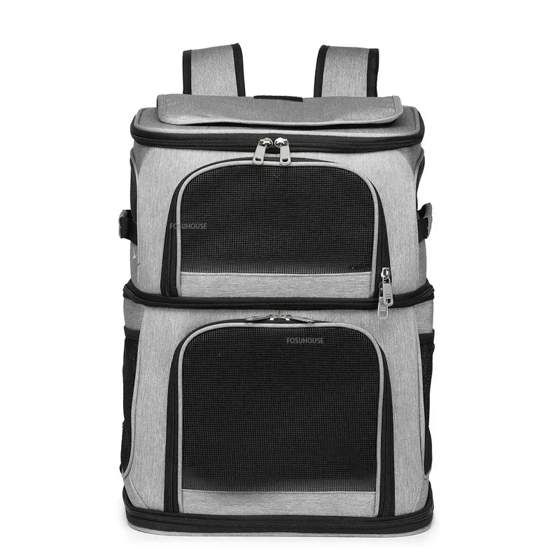 Pet Trolley Case Double Layer Large Capacity Breathable Cat Dog Carrier Stroller for Outdoor Travel Two Pet Portable Carrying