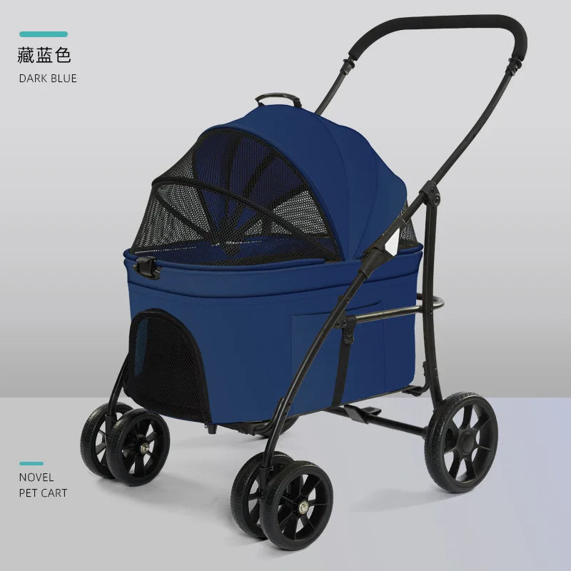 Pet Stroller for Small to Medium Dogs and Cats, Foldable and Detachable, Lightweight Portable Carrier, Travel Pet Carriage