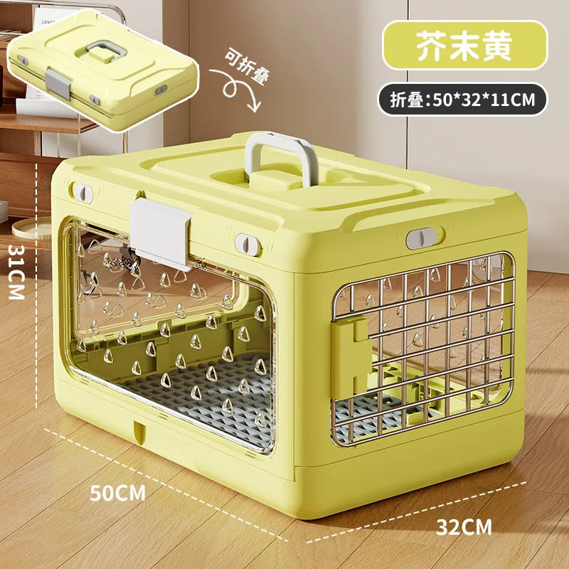 Hand-held Foldable Pet Airline Carrier, Car Travel, Cat Check-in Box, Breathable Portable Cat Box for Going Out