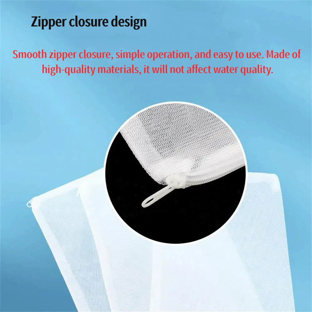 Aquarium Filter Net Bags (5-Pack, 100 Mesh Nylon, Bio Ball & Carbon Media, Pond & Tank)