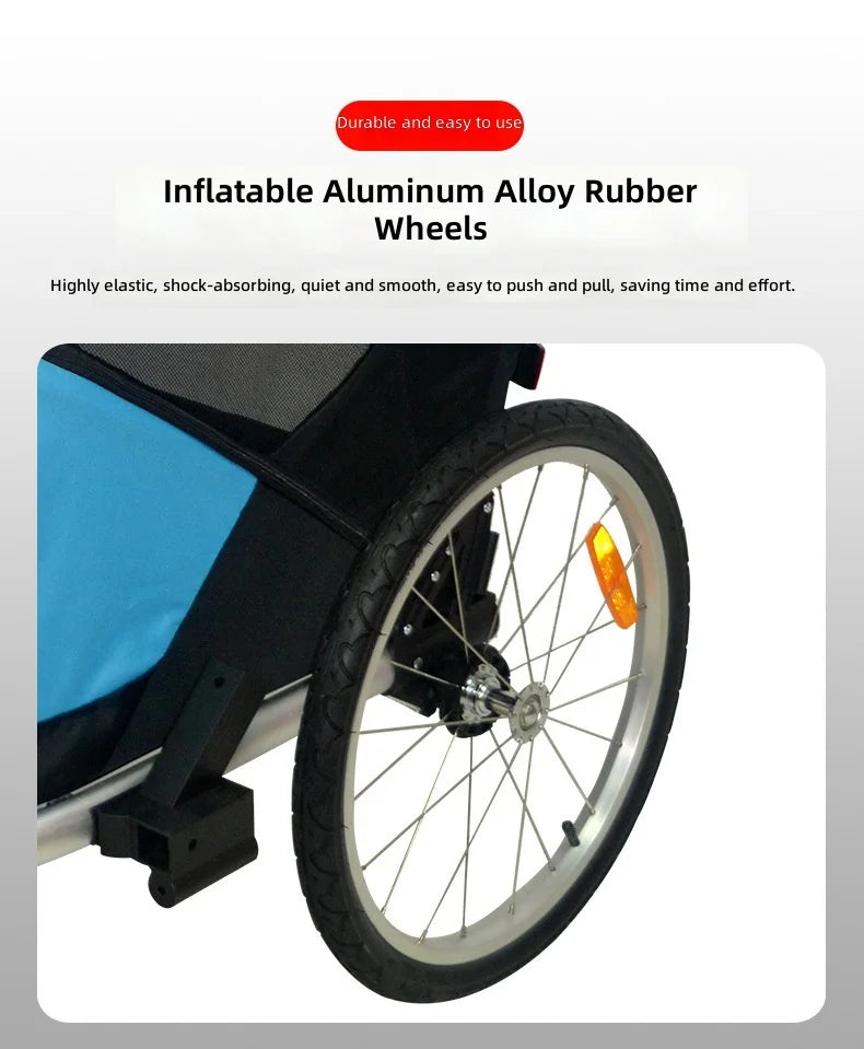 Pet Bicycle Trailer, 2-in-1 Dog Stroller, Portable Foldable Cart for Outdoor Travel, Detachable Design