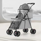 Lightweight Double-layer Pet Stroller Travel Double-layer Pet Stroller Foldable Dog and Cat Pet Outdoor Stroller