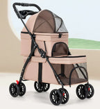 STLFLightweight & Foldable Double Layer Pet Stroller for Dogs Cats Teddy Bears Outdoor Travel & Car Usage