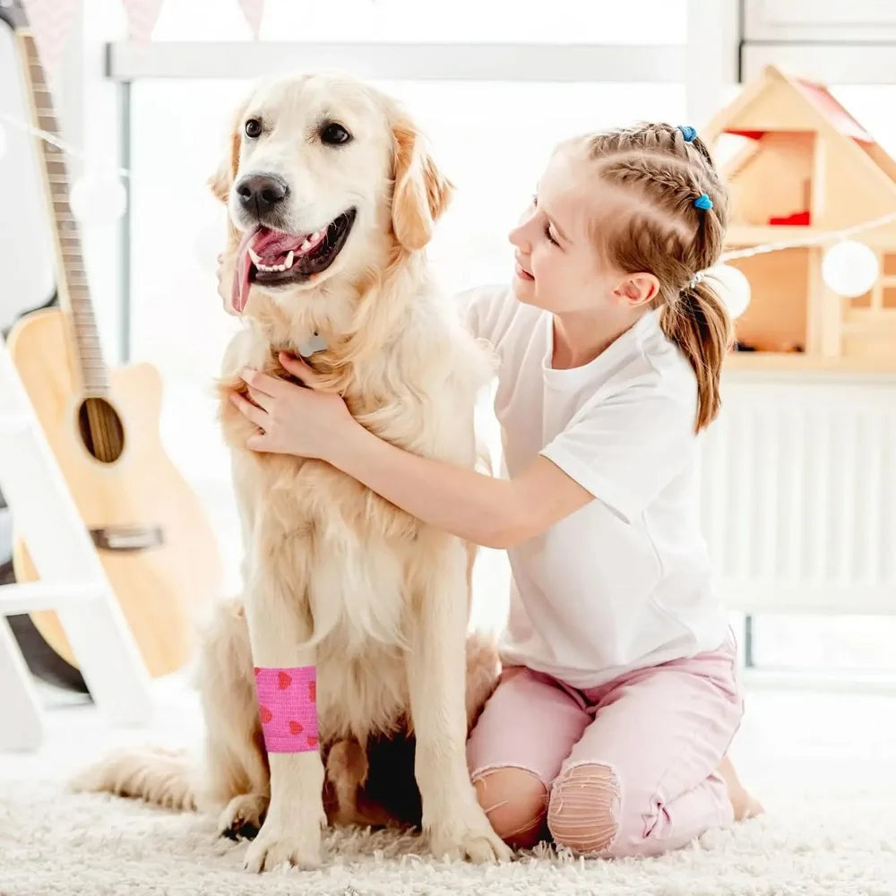 Pet Dog Cat Medical Breathable Elastic Bandage Non-woven Pet Self Adherent Wound Outdoor Retractable Sports Tape Dog Accessories