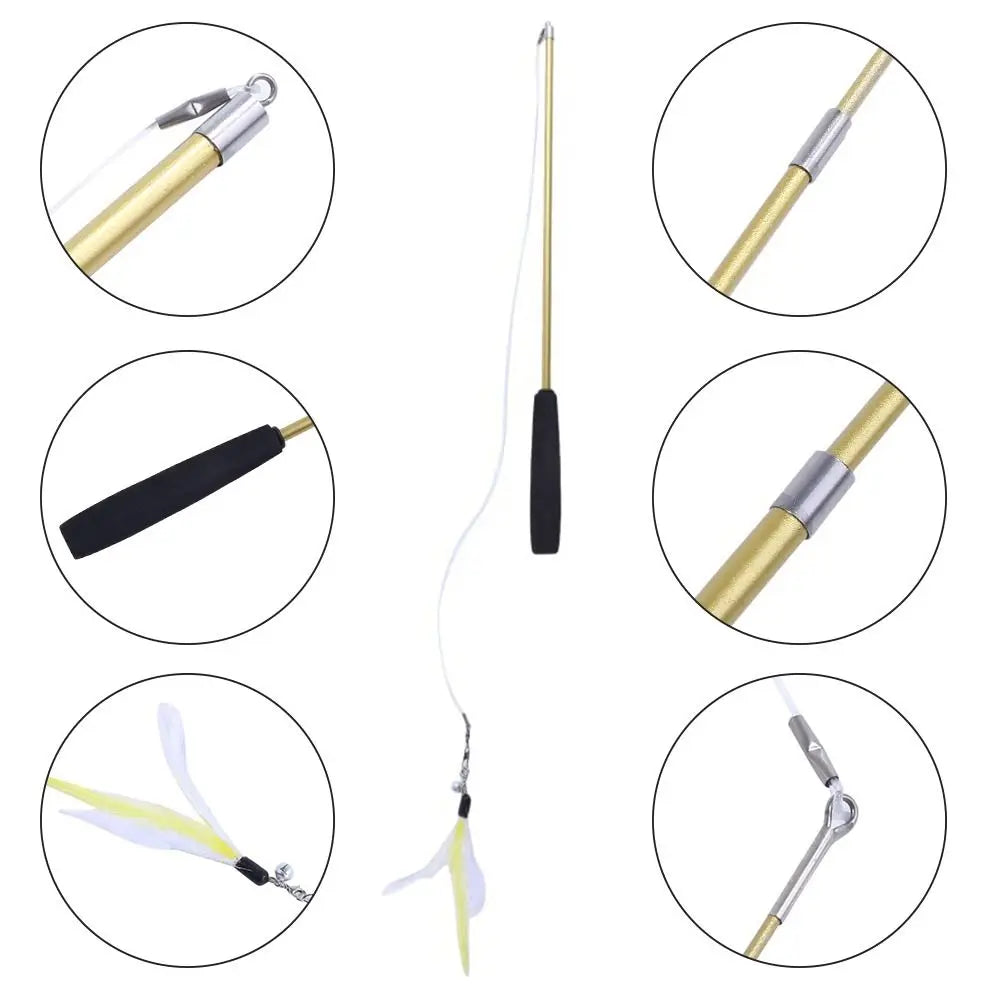 3-Section Telescopic Cat Teaser Wand — Durable Interactive Fishing Pole Stick for Cats