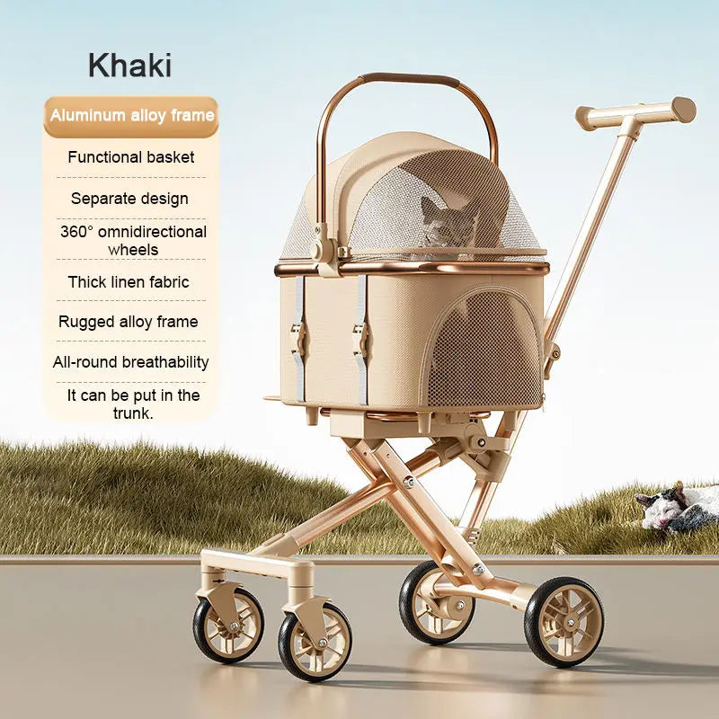 New Separable Pet Stroller Portable One Click Recycling Cat Carrier Universal Lightweight Small Dog Travel Pushchair Foldable