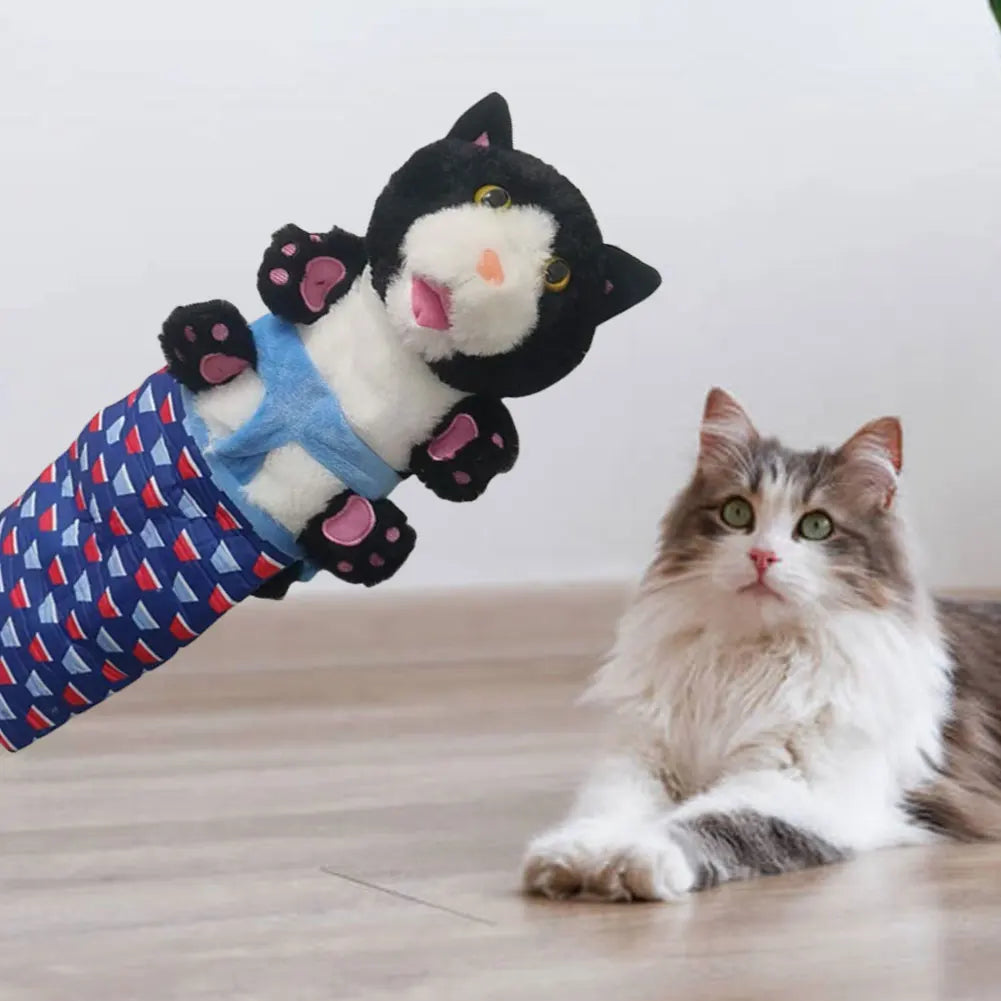 Cat & Dog Wrestling Hand Puppet Glove Toy — Padded Interactive Play Puppet