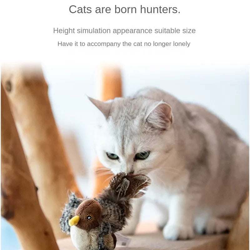 Bird & Mouse Sound Cat Teaser Stick — Plush Melody Self-Play Wand Toy for Cats