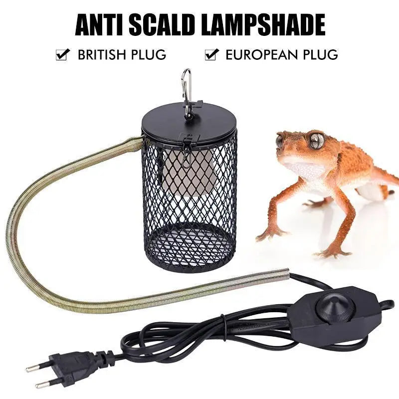 220V Reptile Heat Lampshade Pet Heater Lamp Guard Timeable Anti-Scalding Preservation Infrared Ceramic Heat Lamp Lizard Turtles