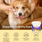 120 Gentle Pet Wipes: Natural & Soothing Eye, Face & Mouth Cleaning for Dogs & Cats - Tear Stain Remover, Ear & Tooth Finger Wipes, Pet Grooming Supplies