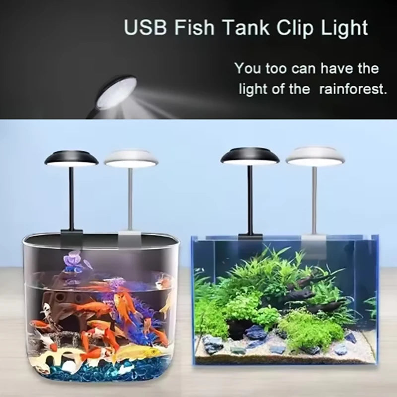USB LED Aquarium Clip Lamp (5V, 5W/7W, Fish Tank Lighting, Flexible Neck)