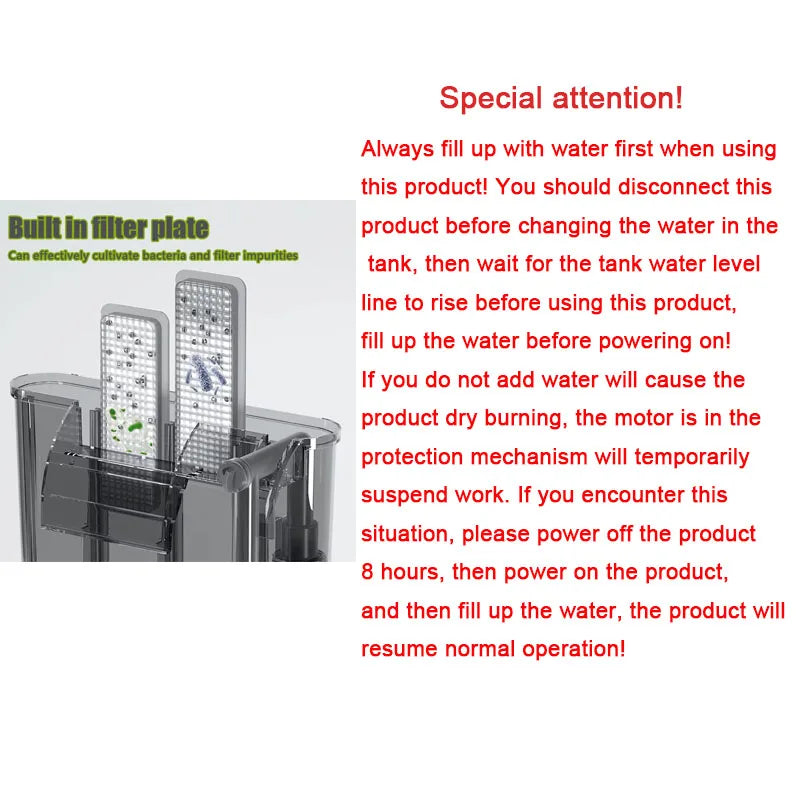 Wall-Mounted 3-in-1 Aquarium Waterfall Filter Pump (110V/220V, External Circulation, Oxygenation)