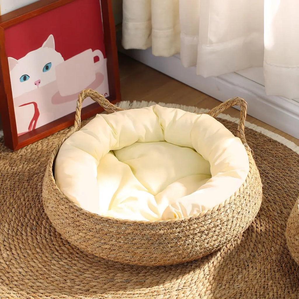 Woven Vine Cat Nest Bed, Cooling Design (All-Season)