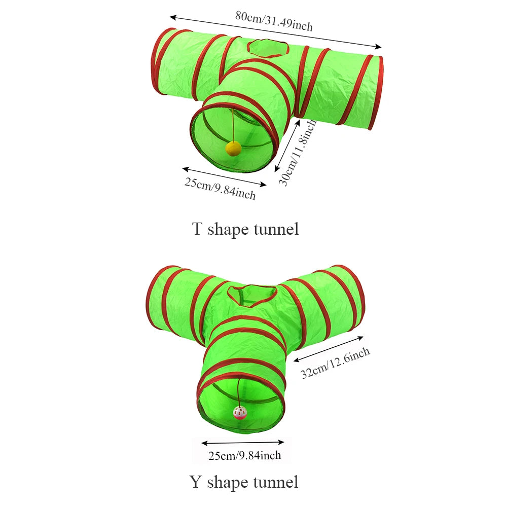 Christmas Cat Tunnel Toy — Foldable Crinkle Play Tube for Interactive Training