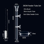 Acrylic Aquarium Shrimp Feeding Dish & Tube (Transparent, 20–30cm, Snail & Shrimp)