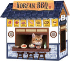 Large Cardboard Cat Cave House with Scratcher (Korean BBQ Design)
