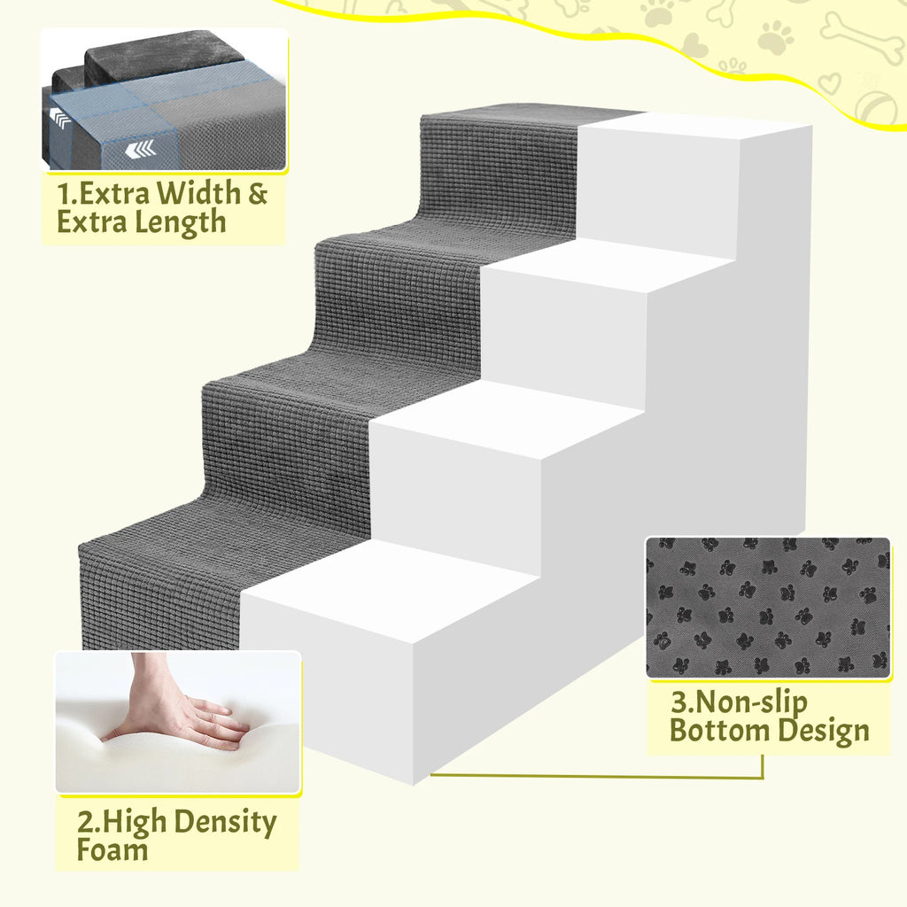 4-Tier/5-Tier Foam Pet Stairs for Beds & Couches (Non-Slip)