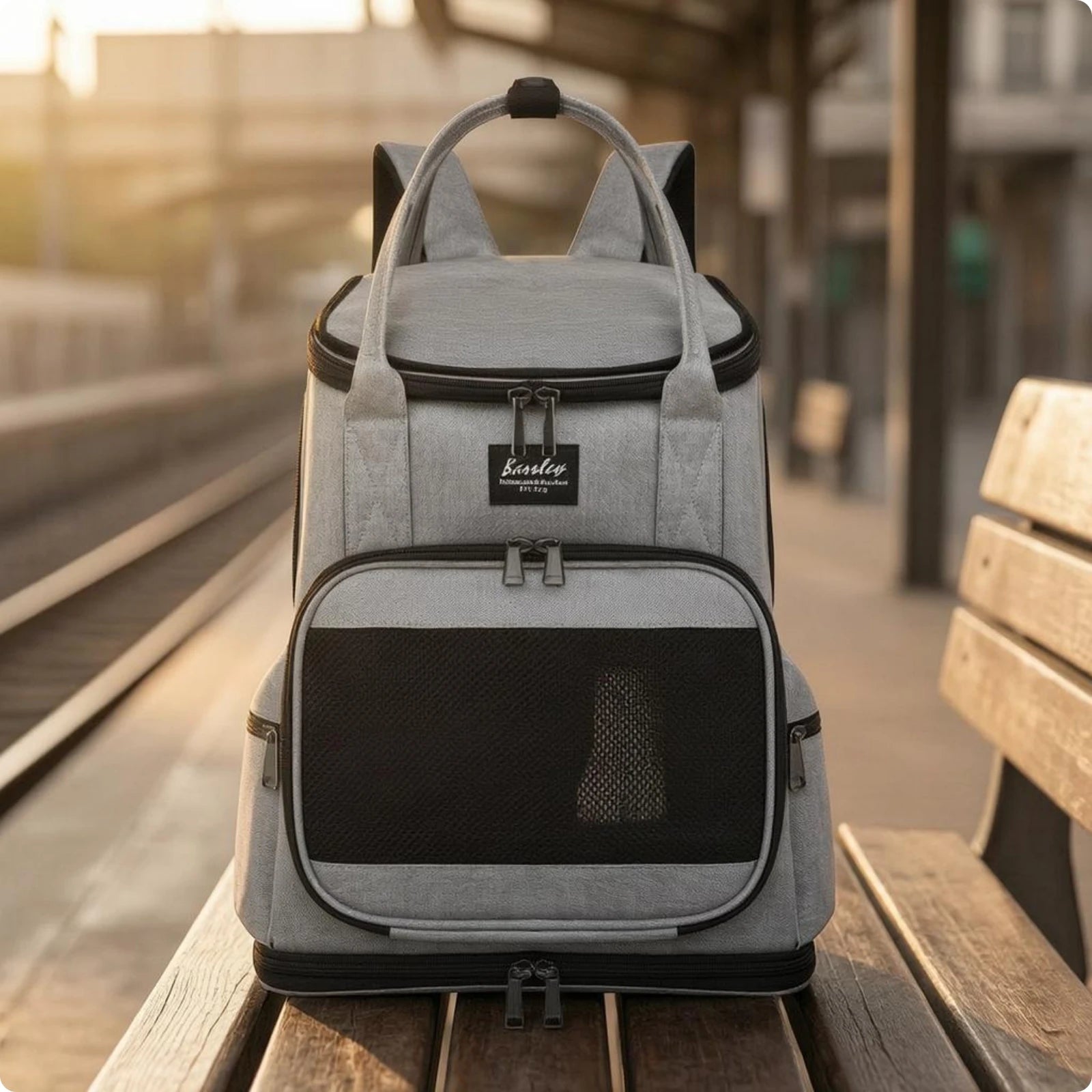 Pet Carrier Backpack Zippered Mesh Pet Carrier Backpack Top Handles Water-Resistant for Outdoor Use