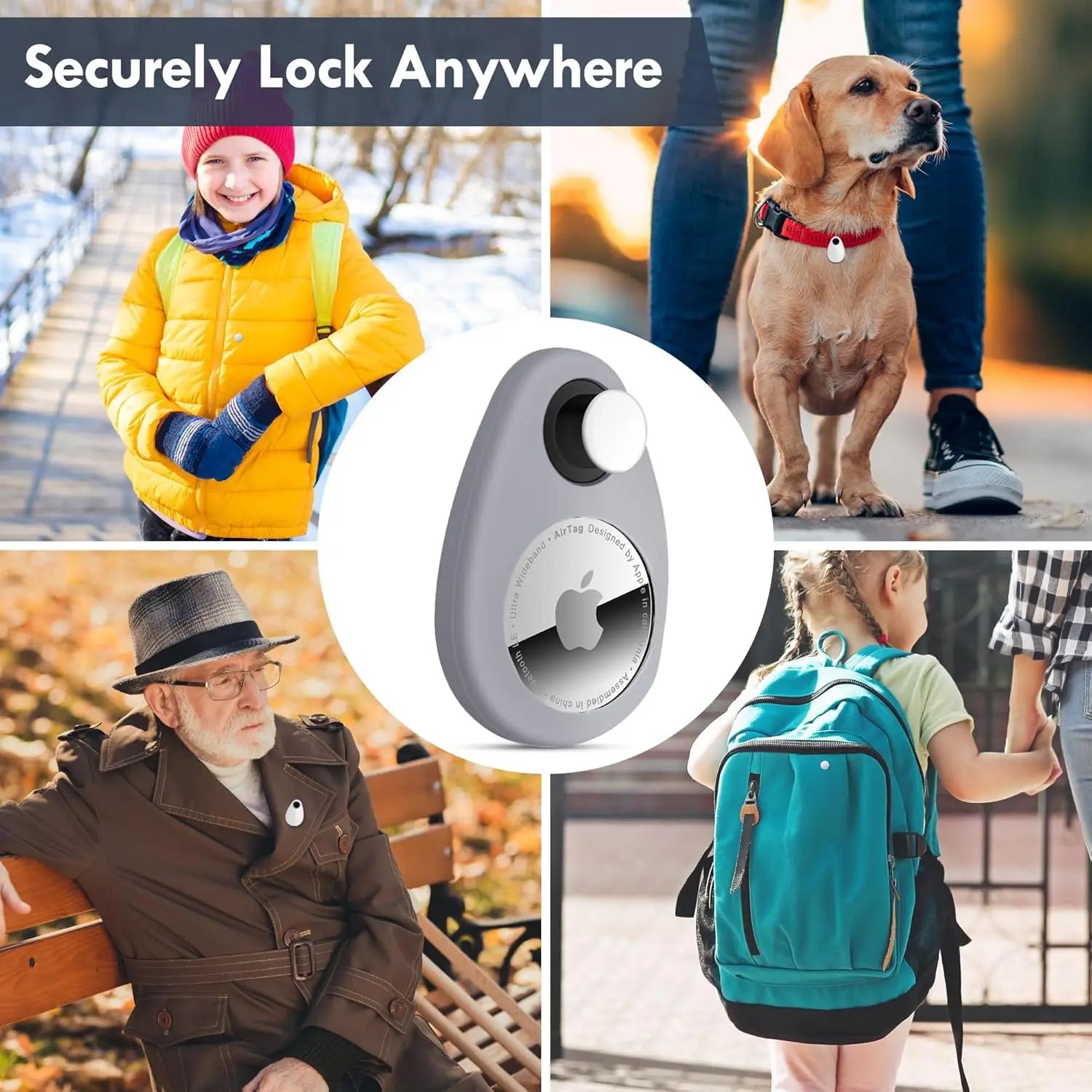 4-Pack Hidden AirTag Holder for Kids - Anti-Removal GPS Case with Pins for Children, Elderly, Pets & Bags