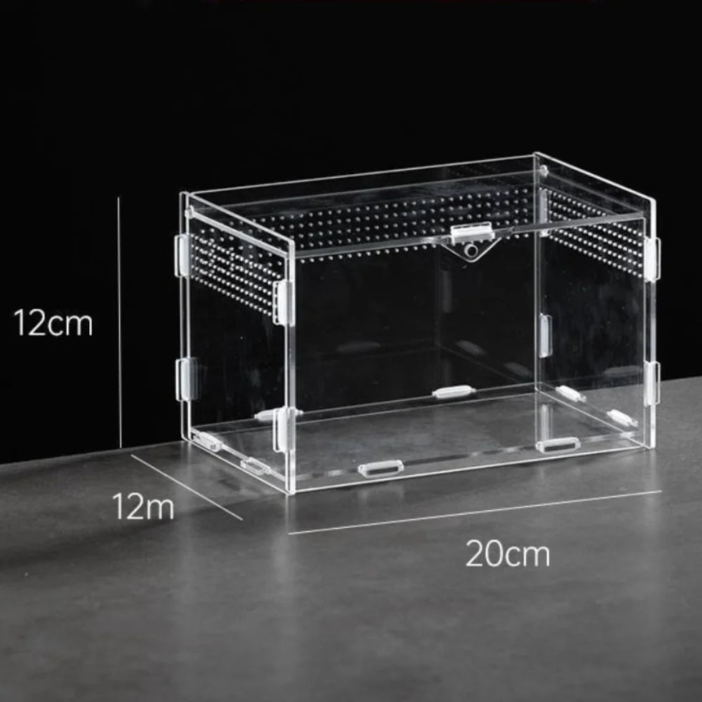Durable Acrylic Reptile Habitat Anti-Escape Multiple Size Lizard Breeding Box Clear Arboreal Spider Feeding Case for Chameleon