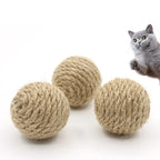 Hand-Woven Hemp Rope Cat Ball Toy Set — Crinkle Sound Interactive Scratch Toy