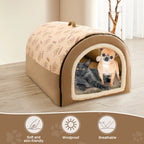 Detachable Warm Winter Pet House with Washable Plush Mat — Indoor Dog Kennel & Cat Bed Castle