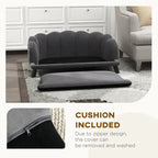 PawHut Pearl Design Pet Sofa with Solid Wood Legs (Charcoal Gray)