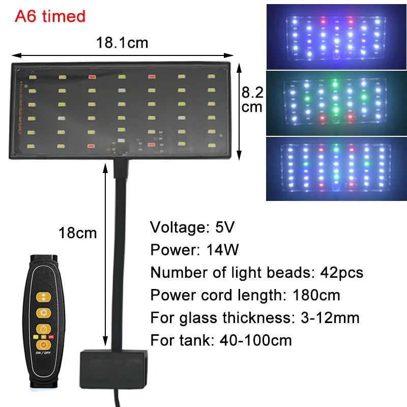 USB Full Spectrum Aquarium LED Grow Light (Aquatic Plants, Clip-On, Programmable)