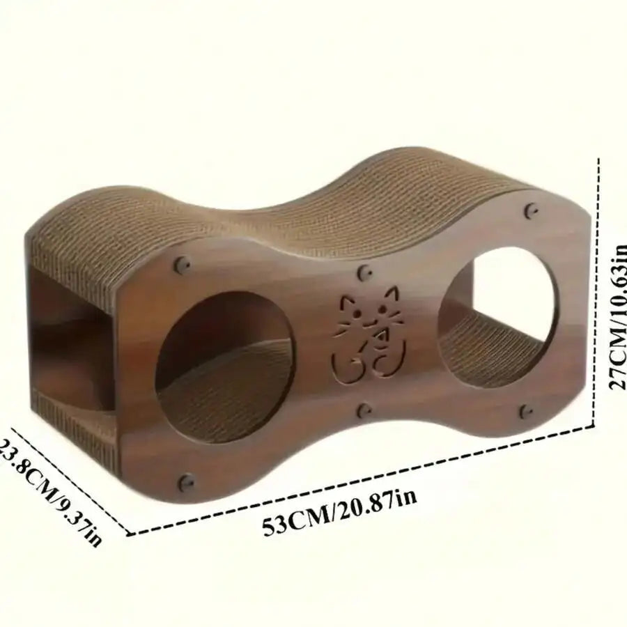 Walnut Cat Scratching Post with Integrated Bed (All-Season)