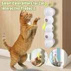 Rechargeable Motion-Activated Caterpillar Cat Teaser with Feather Tail — Intelligent Interactive Toy