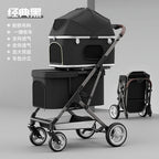 Double Layer Pet Stroller, Foldable Lightweight Dog Cat Carrier for Outdoor Travel, Portable Pet Carriage