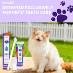 Pet Teeth Cleaning Kit Enzymatic Toothpaste for Cats Dogs with Toothbrush Finger Brush Reduce Plaque Tartar Blueberry Flavor