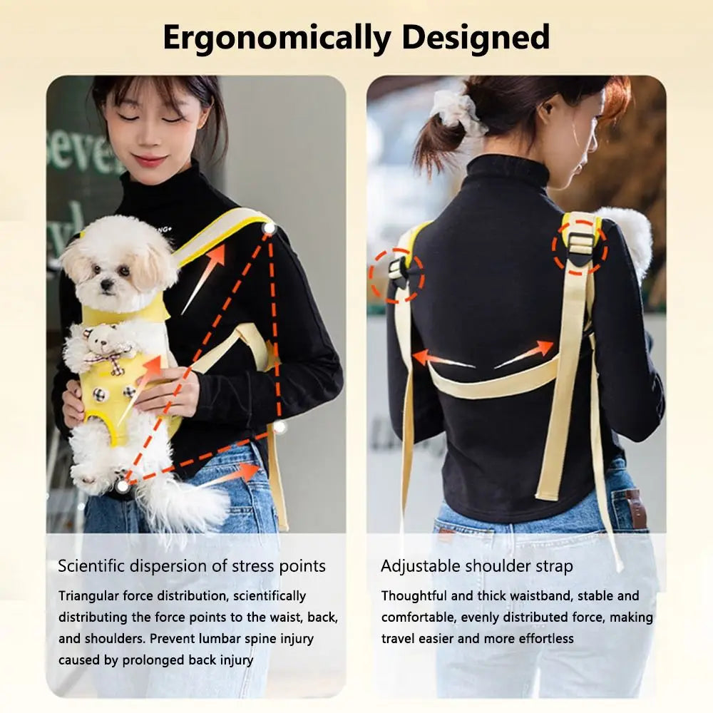 Portable Pet Chest Bag Four Feet Comfortable Dog Double Shoulder Bag Adjustable Shoulder Strap Breathable Pet Carrying Supplies